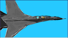 a drawing of a fighter jet with a blue sky background