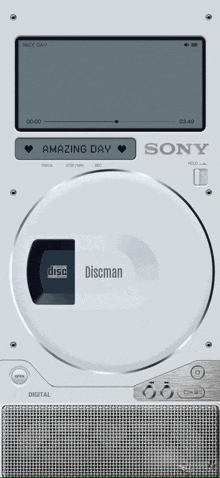 a sony discman cd player is playing an amazing day song