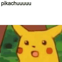 a close up of a pikachu with a surprised look on his face