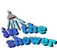 a logo that says " in the shower " with a shower head spraying water