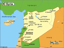 a map of syria with turkey and iraq on it