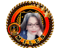 a logo for miles family shows a woman with glasses