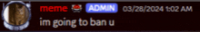 a blurred image of a message from meme admin on 03/28/2021 at 1:02 am