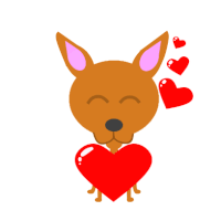 a cartoon dog is holding a large red heart