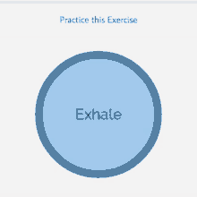 a blue circle with the word exhale in it