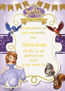 sofia the first once upon a princess invitation