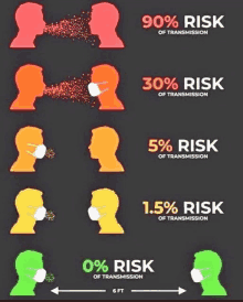 a graphic showing the risk of transmission of a virus