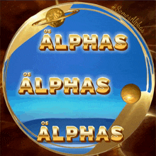 the word alphas is on a blue background