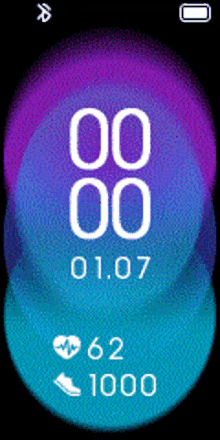 a screenshot of a smart watch with a heart rate and steps displayed on it .