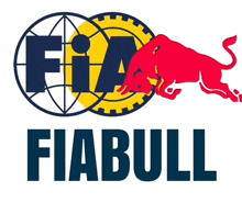 a logo for fiabull with a red bull