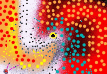 a painting of a black hole in the middle of a circle of dots