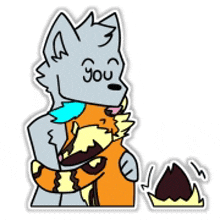 a cartoon of a wolf hugging a fox with the word you written on it