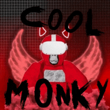 a picture of a monkey wearing a virtual reality headset with the words cool monky above it