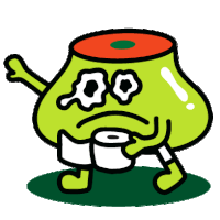 a green cartoon character is holding a roll of toilet paper ..