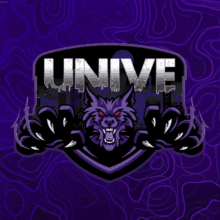 a logo with a purple wolf and the word unive on it