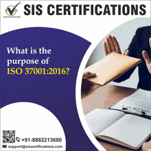 an advertisement for sis certifications with a picture of a person refusing an envelope