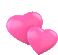 two pink hearts are stacked on top of each other on a white surface