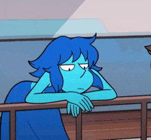 lapis lazuli from steven universe is leaning on a railing .