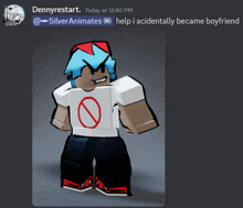 a screenshot of a video game character that says dennyrestart