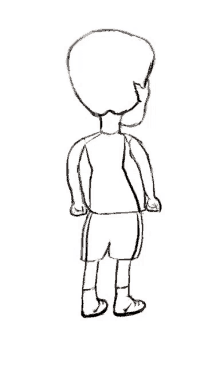 a black and white drawing of a person standing