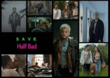 a collage of photos with the words save half bad on the top