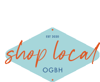 a logo for shop local ogbh that is blue and red