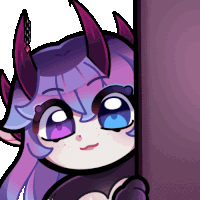 a cartoon of a girl with horns and purple hair