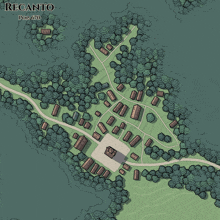 a map of recanto with a lot of houses and trees