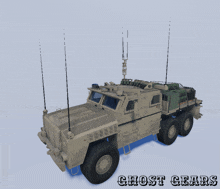 a 3d model of a military vehicle with the words ghost gears on the bottom