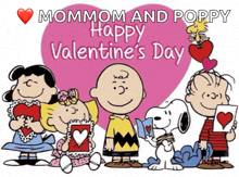 a valentine 's day greeting card with peanuts characters holding hearts