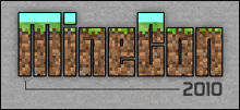 a logo for minecon 2010 with a brick texture