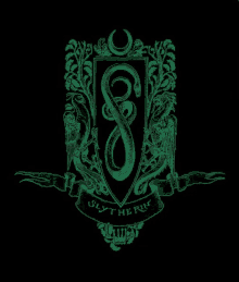 a glow in the dark slytherin crest with a snake on it