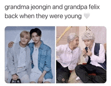 a picture of grandma jeongin and grandpa felix