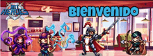 a pixel art advertisement for bit heroes in a diner