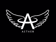 a white letter a with angel wings and the word aether below it