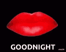 a painting of a red lip with the words goodnight written below it