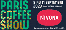 a poster for the paris coffee show which takes place on september 9 and 11