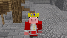 a pig wearing a crown in a minecraft video game