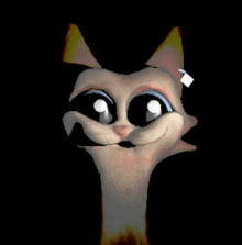 a close up of a cartoon cat 's face against a black background