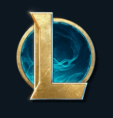 a logo for league of legends with a blue background