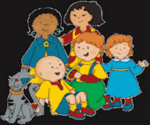 a group of cartoon characters including caillou and his friends