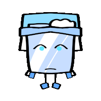 a cartoon illustration of a bucket with a sad face