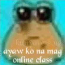 a close up of a cartoon character wearing sunglasses with the words online class written below it .