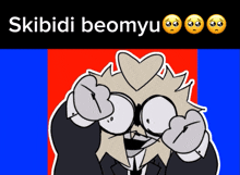 a cartoon of a man with a heart on his head and the words skibidi beomyu