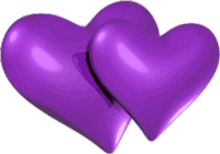 two purple hearts are connected to each other on a white background