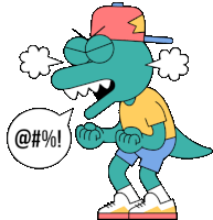 a cartoon of a dinosaur with a speech bubble that says @ # %