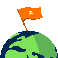 an orange flag with the letter z on it flies over a globe