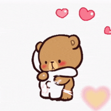 a cartoon of a teddy bear hugging another teddy bear with the words langga above them