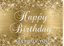 a gold background with the words happy birthday on it