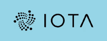 a blue background with the word iota in black letters